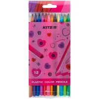 Colored pencils Kite Heart plastic, 12 colors (K24-049-2)