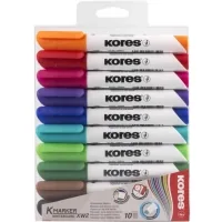 KORES Whiteboard Marker Set 3-5mm, 10 Colors, Beveled (K20801)