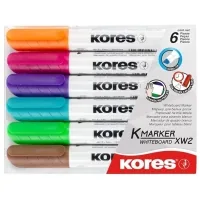 KORES Whiteboard Marker Set 3-5mm, 6 Colors, Beveled (K20803)
