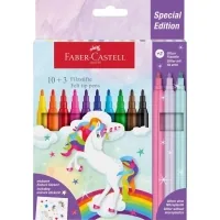 Faber-Castell felt-tip pens Unicorn 10 colors + 3 pastel metallics + stickers in a cardboard box (32632)