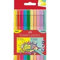 Faber-Castell Grip felt-tip pen neon + pastel, three-sided pastel + neon, 10 colors (30746)