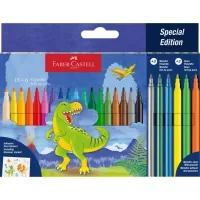 Faber-Castell Dinosaur felt-tip pens 18 colors + 3 metallic + 3 neon + stickers in a cardboard box (32963)