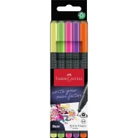 Faber-Castell liner set of capillary pens Grip Finepen neon trihedral 0.4 mm, 5 colors (32144)