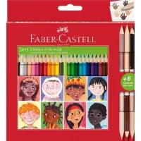 Colored pencils Faber-Castell Children of the World 24 colors three-sided + 3 double-sided round, (511515) (32332)
