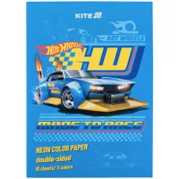 Кольоровий папір Kite А4 неоновий Hot Wheels (10 аркушів/ 5 кольорів) (HW24-252)