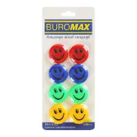Магніт Buromax набір Смайлик кольоровий , 30 мм, 8 шт. в упаковці (BM.0032)