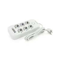 Мережевий фільтр живлення Voltronic F06U, 6 роз EU, 4USB White (F06U-White)