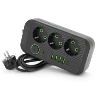 Network power supply filter Voltronic F09U, 3 outlets EU, 4USB Black (F09U-Black)