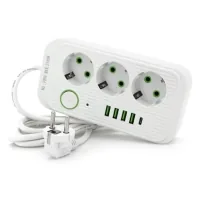 Мережевий фільтр живлення Voltronic F09U, 3 роз EU, 4USB White (F09U-White)