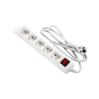 Network extension cord 2E 5XSchuko with switch, 1.5 m, white (2E-U05ESM1.5)