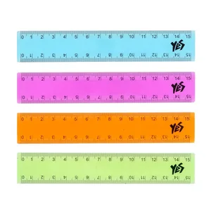 Ruler 15 cm sq. "YES" /370330/ FLUOR. transparent colored (1/48)