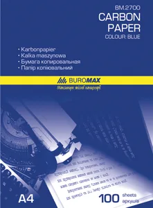 Папір копіювальний (копірка) А4 "BuroMAX" /BM.2700/ 100арк. синій (5)