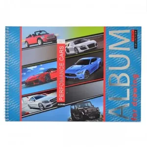 Album for drawing A4/20 sheets. "YES" /130383/ spiral mat.lam+UV-select+foil silver, Performance cars, 100gr/m, (3/108)