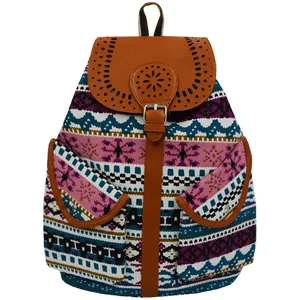 Youth backpack "JO" /8792-1/ "Patterns" 37*31*16cm, white+pink. (1/10)