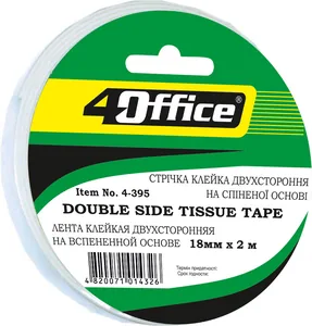 Скотч двосторонній 12*2м "4OFFICE" /4-394/ ПОРИСТИЙ (12/144)