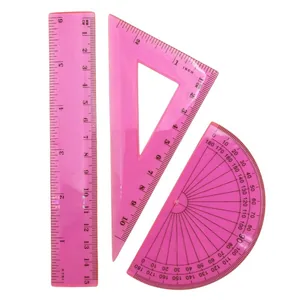 Set of rulers "Pervinok" /9-601-12/ lin.15 cm + 1 trik. + transp., pink, plast. (1/24)