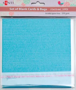 Blank for postcards "SANTI" /952254/ 15*15 cm 5 pcs., blue. mother-of-pearl., 250g/m2 (1/100)
