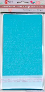 Заготовка для листівок "SANTI" /952264/ 10*20 см 5шт.,голуб.перламутр.,250г/м2 (1/100)