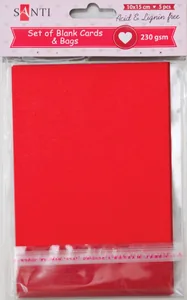 Заготовка для листівок "SANTI" /952276/ 10*15 см 5шт.,червоний, 230г/м2 (1/100)