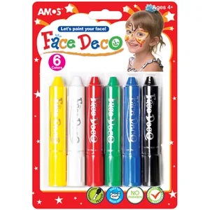 Фарби аквагрим  6 кол. "Amos" /FD5B6/ "Face deco" в олівцях (1/12)