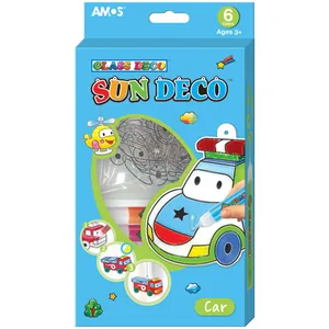 A set of stained glass paints "Amos" /SD10P6-C/ Sun Deco "Machine" 6 pcs.*10.5 ml+6 keychains (1/12)