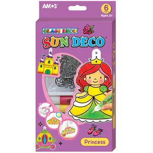 Set of stained glass paints "Amos" /SD10P6-P/ Sun Deco "Princess" 6 colors*10.5 ml+6 keychains (1/12)
