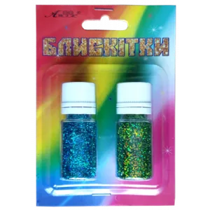 Glitter n-r-28 "Atlas" /AS-2228, A-998/ turquoise head. green. holy.. head, 7 g/2 pcs. (1/12)