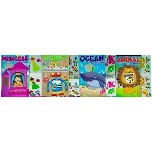 Stickers-a set of 3 sheets. /ST-80965/ "Robot, princess, fish, animals" 30*14cm, 4 dis. (1/12)