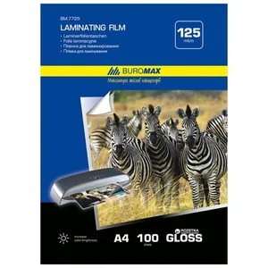 Плівка для ламінування гл. "BuroMAX" /BM 7725/ 125мкм, ф.А4 216х303мм (100л) (1/10)