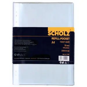 The file is transparent A4+ 40μm. "SCHOLZ" /5010/ 100 pcs (20)