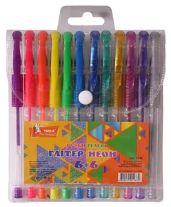 Set of gel pens "UMKA" /GR46/ 6+6 pcs. "Glitter" + "Neon" proghum. flu (1/12/72)