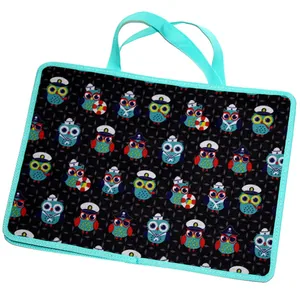 Glitter briefcase folder. "POLYMER" /430104/ "Owls" made of fabric. handle (1/10)
