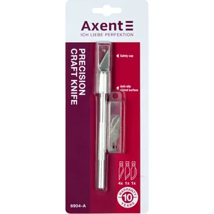 Ніж макетний для диз.робіт "Axent" /6904-A/ зі змінними лезами, 5 шт (1/12)