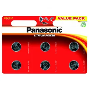 Battery "Panasonic" /CR 2032/6bl/ lithium, 3V, coin 20*3.2mm (6)