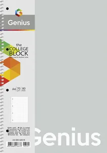 Notebook A4/80 sheets. "Genius" spiral /A4-080-6801K/ ##, plastic 0.5 mm, 70 g/m2, rounded corners (4/40)