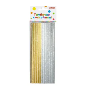 Set of cocktail straws. "Maxi" /MX641013.14-15/ "Gold&Silver" 24 pcs, assorted (1/24)