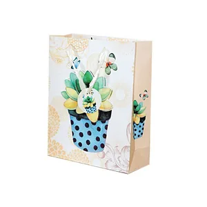 Gift package WB /ML-6029-M/ "Cactuses" 26*32*10cm 210g/m, with glitter + applique (12/360)
