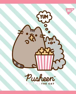 Student's notebook "YES" 18 sheets # /765191/ "Pusheen. Sweet cat" UV selection + glitter + soft touch (10/200)