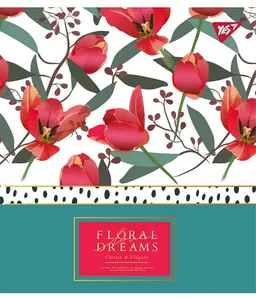 Student's notebook "YES" 48 sheets # /765271/ "Floral dreams" gold foil+soft-touch+UV selection. (5/100)