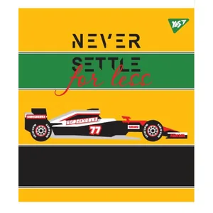 Student's notebook "YES" 12 sheets # /764196/ "NEVER SETTLE" selective hybrid varnish (10/250)