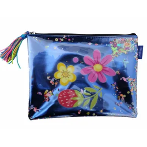 School folder with zipper A5 "Bourgeois" /WB-2054/ "Blue2" soft, 1 section, PU, 21x15 cm (1/120)
