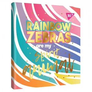 Notebook 150*150/64 # "YES" /151626/ 7BC, double spiral "Rainbow" lam.soft-touch+fol.gold. (3/60)