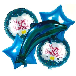 Foil ball "GB" /990429/ set of 5 pcs/pack, 15'(40 cm) Dolphin blue