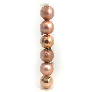 Set of Christmas balls "JO" /DSCN0917-6-6/ tube "Holiday", Champagne 6cm,/6 pcs., PVC