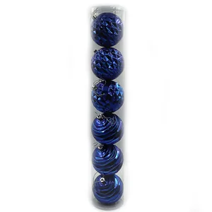 Set of New Year's balls "JO" /6472-69BL/ tube "BLUE" 8 cm,/6 pcs., PVC
