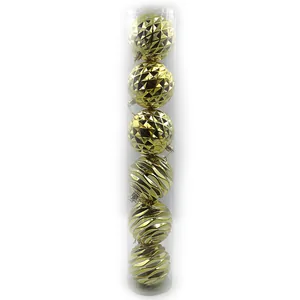Set of New Year's balls "JO" /6472-69G/GL/ tube "GOLD" 8cm,/6 pcs., PVC
