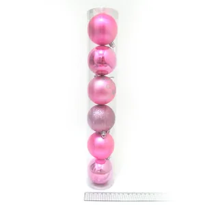 Set of New Year's balls "JO" /NY7178-7-6/ tube "Glam" 7cm,/6 pcs., PVC