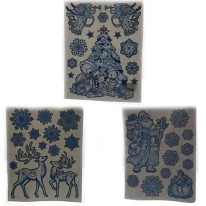 Window sticker silicone with glitter "JO" /6526-108/ "Blue snowflakes" 29*41cm (1/12)