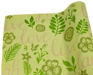 Kraft wrapping paper "Unison" /Pt 871/ "Laughter of love" on green, 0.7*8 m, 1 sheet.