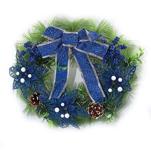 New Year's wreath "JO" /6527-P1-129/ "Blue flowers" D35cm